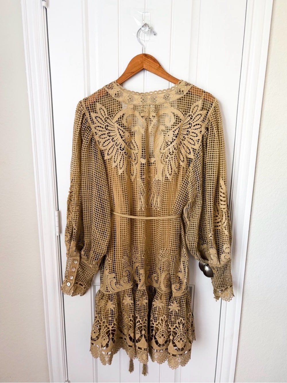 Farm Rio Lace Crochet Mini Dress in Cream - Picture 3 of 3